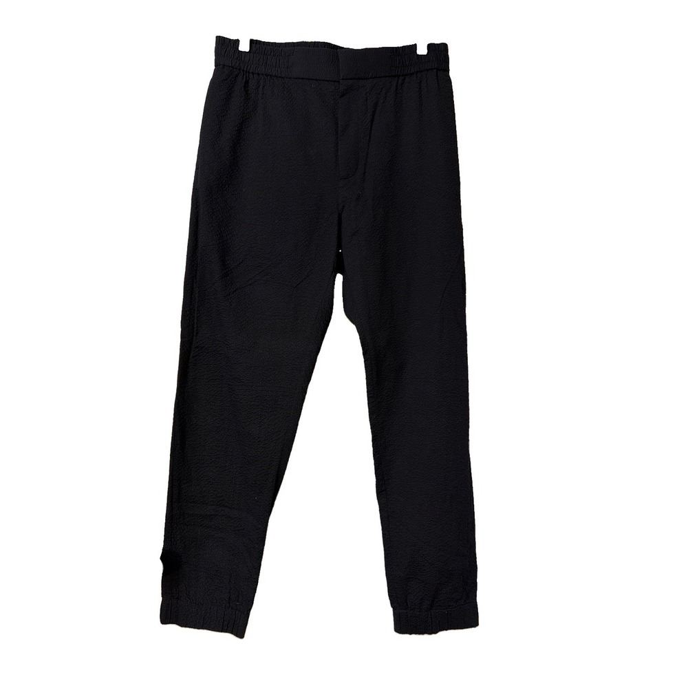 COS Women's Black Crinkle Cotton Fabric Pants Elastic Waist Jogger SZ 32R